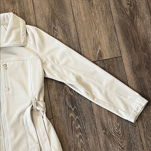 The North Face TNF Apex Women’s Large Cream Zip-Front Long Jacket with Waist Tie - Picture 4 of 16